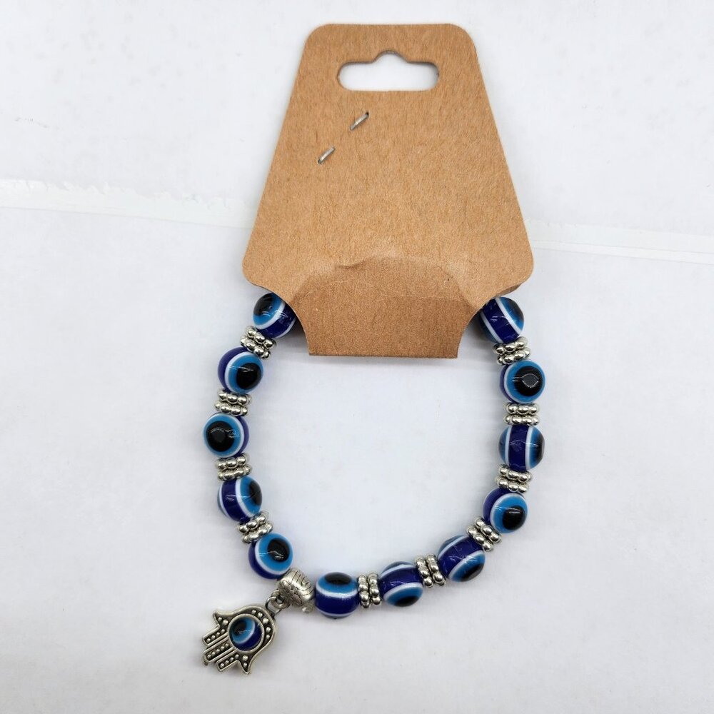 BFD-Blue Evil Eye Handmade Bracelet with Hamsa Charm - Picture 4 of 5
